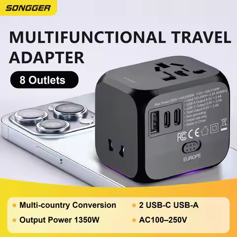 Universal Multifunctional Travel Adapter Worldwide Plug UK US EU AU USB Charger AC100-250V Phone Tab