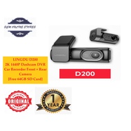 LINGDU D200 2K 1440P Dashcam DVR Car Recorder Front + Rear Camera GPS 24 Hour Recording Wi-Fi