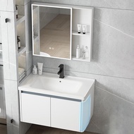 60 80CM White Aluminum Bathroom Cabinet Basin Set Cosmetic Storage Mirror Box / Rectangular Mirror Ceramic Kabinet Sink