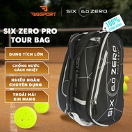 Genuine Pickleball Six Zero Pro Tour Bag - Full Black - Many Compartments - Large Capacity - Durable