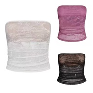 Iamgia Lace See-Through Tube Top - Off-the-Shoulder Slim Fit