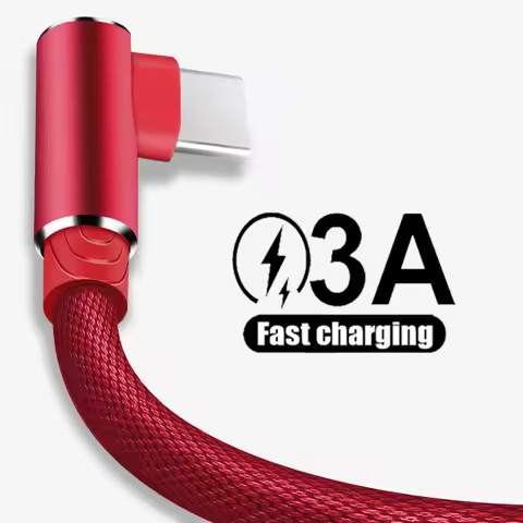 90 Degree USB Type A To C Data Charger Cable For Samsung Galaxy S20 Plus iPhone 15 Pro Max Fast char