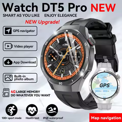 2025 New DT Watch5 Upgraded Ultra Big 4GB Memory Smart Watch Men GPS Map MP3/MP4 Player Bluetooth Ca