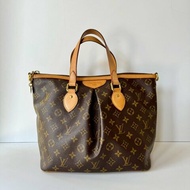 LV Palermo PM 棕色 老花 經典 抓皺 一字拉鍊 托特包 兩用包 手提包 斜背包 M40145