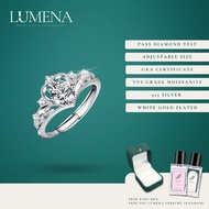 [Lumena] Crown 1.0 Carat Moissanite Diamond Adjustable White Gold Plated 925 Silver Ring