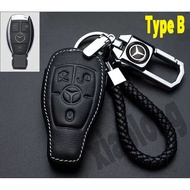 high quality leather for Mercedes-Benz key cover Remote key case with key holder fod Car Logo keycha