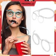 [Freedom01.sg] Flexible Soft Drink Eyeglasses Plastic Crazy Funky Drinking Tube for Kids Party