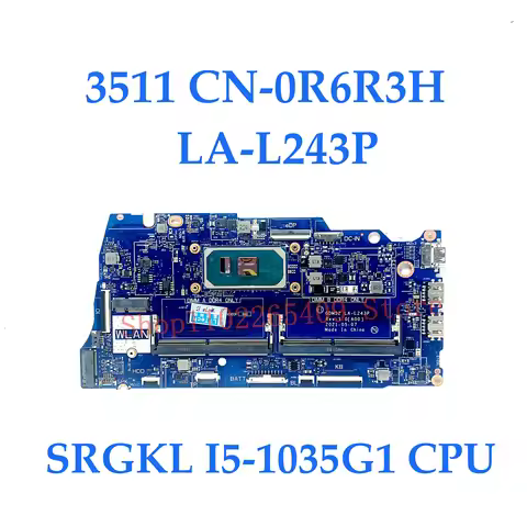 CN-0R6R3H 0R6R3H CN-03P9HH 03P9HH Mainboard For DELL 15 3511 Laptop Motherboard LA-L243P With SRGKL 