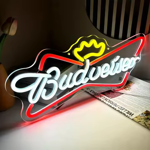 Budweiser Neon Sign,Beer Neon Signs for Man Cave Bar Decor Bud Light,LED Neon Lights Signs for Bar P