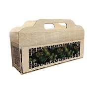 Elegant Wood Packaging Gift Bag Box | Laser-Cut Floral Design | 32x10x16.5cm by HL Makes