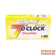 Gillette 7 O'Clock SharpEdge Double Edge Razor Blade 5 Blades, DE Double Edge Safety Shaving Blade, 