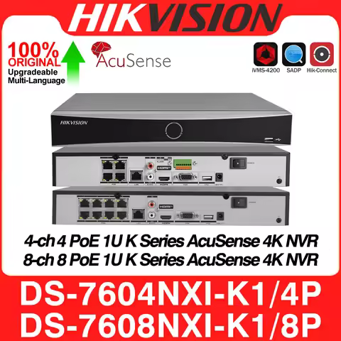 Hikvision Network Video Recorder DS-7604NXI-K1/4P DS-7608NXI-K1/8P 4K 4/8CH 4/8 POE Acusense 1SATA N