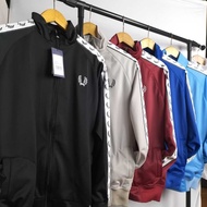 Fred Perry Tapped Full Tracktop Jacket / GreyTAG / Sports Jacket Premium Basic Casual Jacket