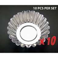 10PCS Egg Tart Mould Kitchen Pastry Moulds Slicer Tone Aluminum Egg Tart Flower Cupcake Maker