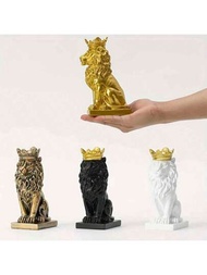 1入組 金色/黑色/白色/青銅色 獅子王雕像，家庭獅子收藏品，客廳、電視和辦公室架子裝飾，咖啡桌裝飾，家居裝飾，最佳男性禮物、父親節禮物、男孩、爺爺（金色）（黑色）（白色）
