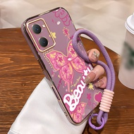 Casing hp For VIVO Y03 Y03T Y18 Y18T Y18I Y18E Y28s 5G Y37 5G Case Butterfly pink Kasing Stick on th