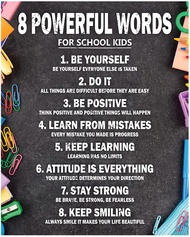 Powerful Words for School Kids Motivational Poster Thick Cardstock Paper es Inspirational Wall Art P