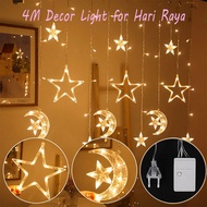 Star Moon LED Curtain Garland String Light EID Mubarak Ramadan Decoration 2025 Islamic Muslim Party 
