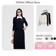 FIONA long-sleeved sweater Women's viscose sweater, hem shape, round neck, decorative embroidery, Fr