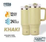 Tyeso 900ml/1200ml  Tumbler for hot and cold Car cup Khaki Stainless vacuum insulated tumbler Travel