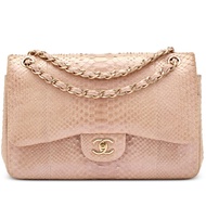 Chanel Iridescent Pink Python Classic Double Flap Jumbo Flap Bag Gold Hardware, 2012