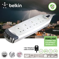 Belkin 4 Socket Surge Protector with RJ11 Protection F9H410SA2M