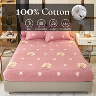 Dansunreve Pure Cotton Bedsheet Floral Fitted Sheet Soft Garterized Bed Fittedsheet High Quality Single Queen King Size Bedding Mattress Cover