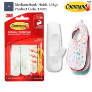 3M Command 17001 Medium Utility Hooks (Holds 1.3kg), 2 Hooks/Pack / 3M墙壁钩（中型1.3kg)/ 3M Pengantung Di