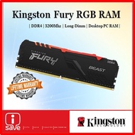 KINGSTON FURY BEAST RGB 8GB/16GB DDR4 3200MHz Desktop PC Gaming RAM (KF432C16BBA/8  / KF432C16BB2A/1