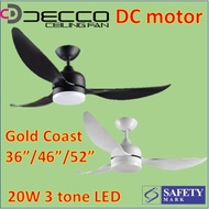 Decco DC Ceiling Fan Gold Coast 52 inch/ 46 inch/ 36 inch + 20W LED light + Installation