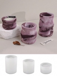 Molde para taza de vela de cemento con diseño de rayas irregulares, moldes de silicona para caja de almacenamiento de velas, molde para maceta de resina epoxi DIY