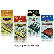 Chess / Draught / Snake / Aeroplane - Mini Pocket Game With Folding Board & Box (Portable & Easy To 