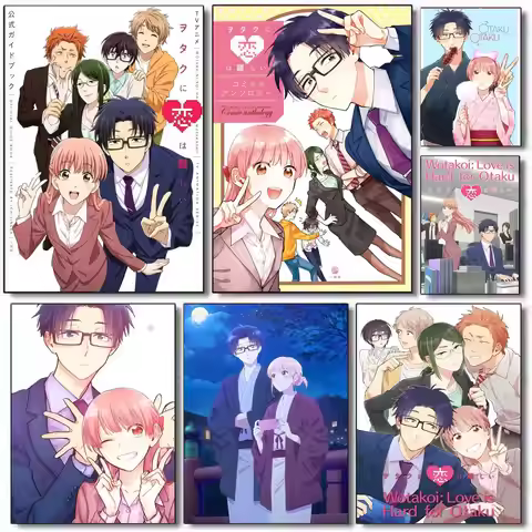 Wotakoi Love Is Hard for Otaku Poster Sticky painting with prints Home bedroom living room decoratio
