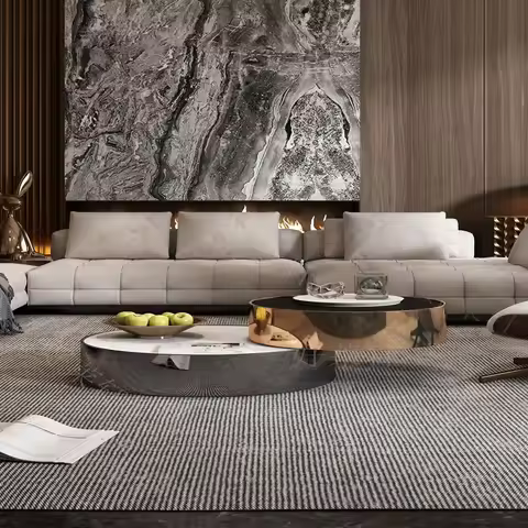 Minimalist Rotating Coffee Table Modern Simple Living Room Telescopic Creative Round Combination Uni