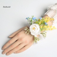 redbuild|  Strong Wrist Corsage Wrist Flower Corsage Artificial Silk Wedding Corsage and Boutonniere