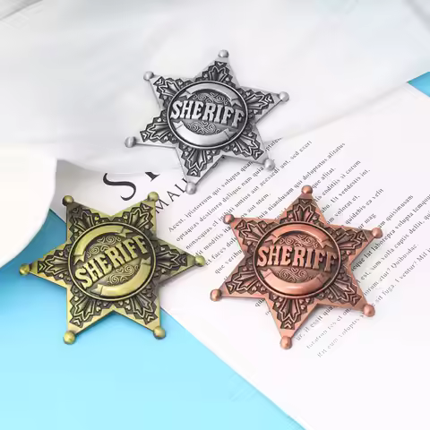 Hexagon Star Sheriff Badge Brooch Cowboy Outfit Accessories Jewelry Gift Wholesale
