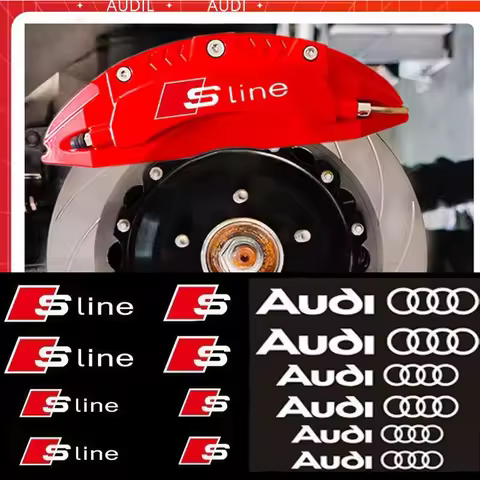 6Pc car caliper stickers decorative brake stickers For Audi A2 B7 B6 C8 TT Sline A3 8L 8P A4 A5 B9 B