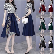 Oscar FS - DRESS FOZELA & WOLFIS LULA ORIGINAL MOTIF COMBI MOSCREPE TOP BUTTONS LIVE SKIRT 2LAYER BE