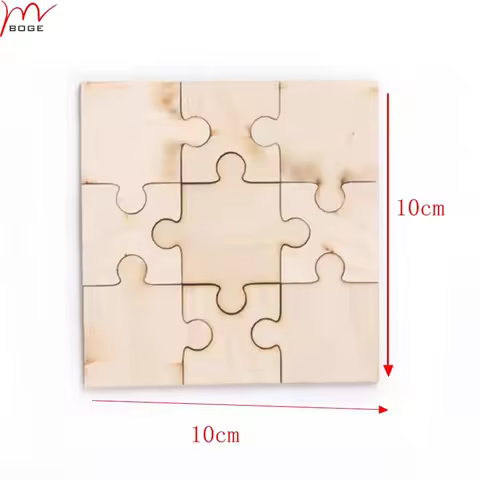Set of 20pcs Unfinished Puzzle Blanks Wood Game Wooden Puzzle 10*10cm