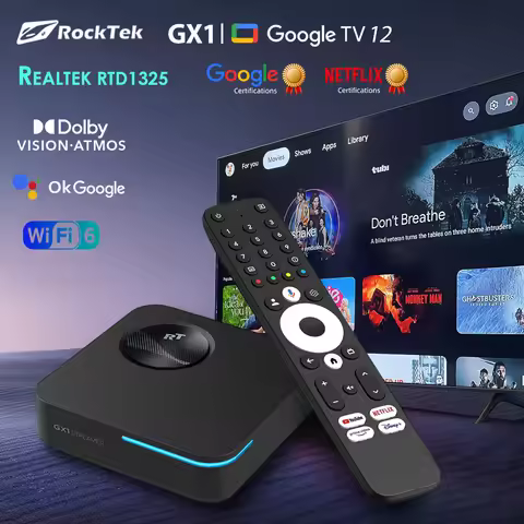 RockTek GX1 UHD Netflix Google Certified Google Android TV Box 4GB 32G Realtek1325 Support Dolby Atm