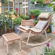 Rocking Chair Recliner Living Room Rattan Sofa Chair Balcony Courtyard Single Back Chair Rocking Rat