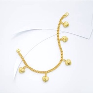 ZHULIAN BT5022 Rantai Tangan Tapak Gajah Kecil Gold Plated Emas Zhulian
