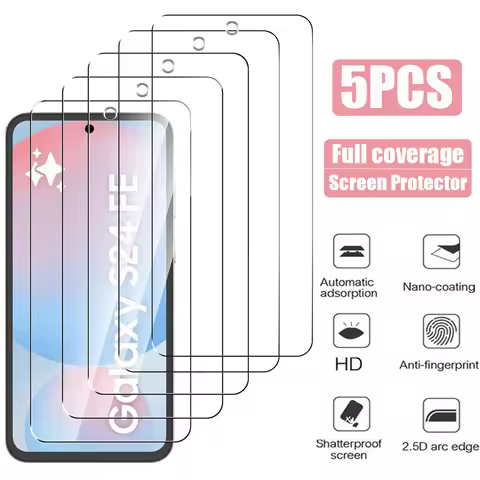 5Pcs Tempered Glass for Samsung Galaxy S23 S24 Fe S25 Ultra S21 S22 Plus Screen Protector for Samsun