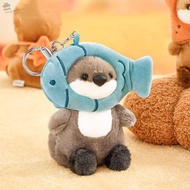 AUGUSTINA Otter Plush Keychain, Soft Stuffed Bag Hanging Otter Pendant, School Bags Cartoon 11cm Flu