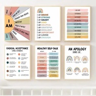 Positive Affirmation Mental Health Therapy Poster  I Am Canvas Painting Wall Art for Bedroom  Home D