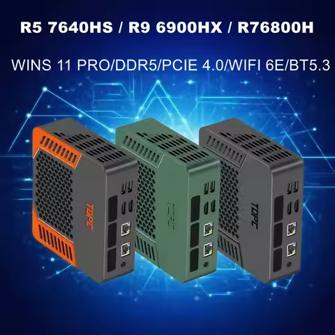 MINI PC R5 7640HS / R9 6900HX / R7 6800H WINS 11 DDR5 M.2 2280 NVME SSD PCIE 4.0 USB 4.0 WIIF 6E BT5