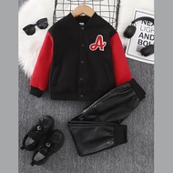 KLIKEN ID Varsity Baseball Unisex Kids (1 year - 12 years) BLACK Rib INITIAL LOGO POLOS (CUSTOMIZED 