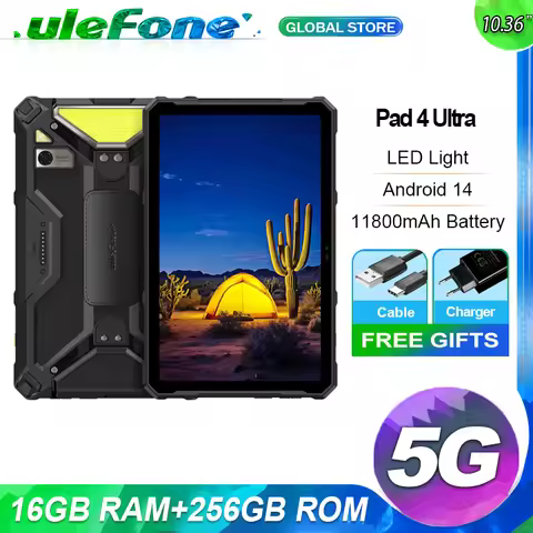 Ulefone Armor Pad 4 Ultra 16GB RAM 256GB ROM 5G Rugged Tablet 11800mAh 10.36" Android 14 50MP LED Li
