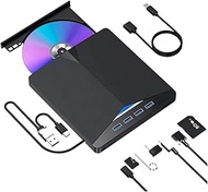 5MNG0Y8 7-in-1 USB 3.0 Type-C External DVD RW CD Drive Burner Reader Player Mobile Optical Drive for