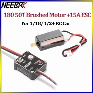 NEEBRC 180 50T Brushed Motor w Waterproof 15A ESC Metal 5V/1A For 1/18/ 1/24 SCX24 Trx4m FMS RC Car 